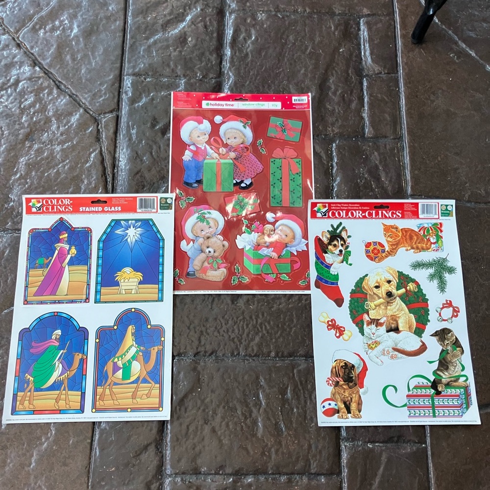 Bundle of Christmas Holiday Window Cling Stickers